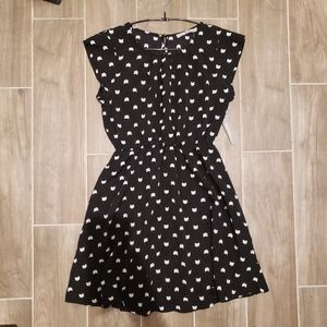 Sweet Rain Cat Patterned Black Dress